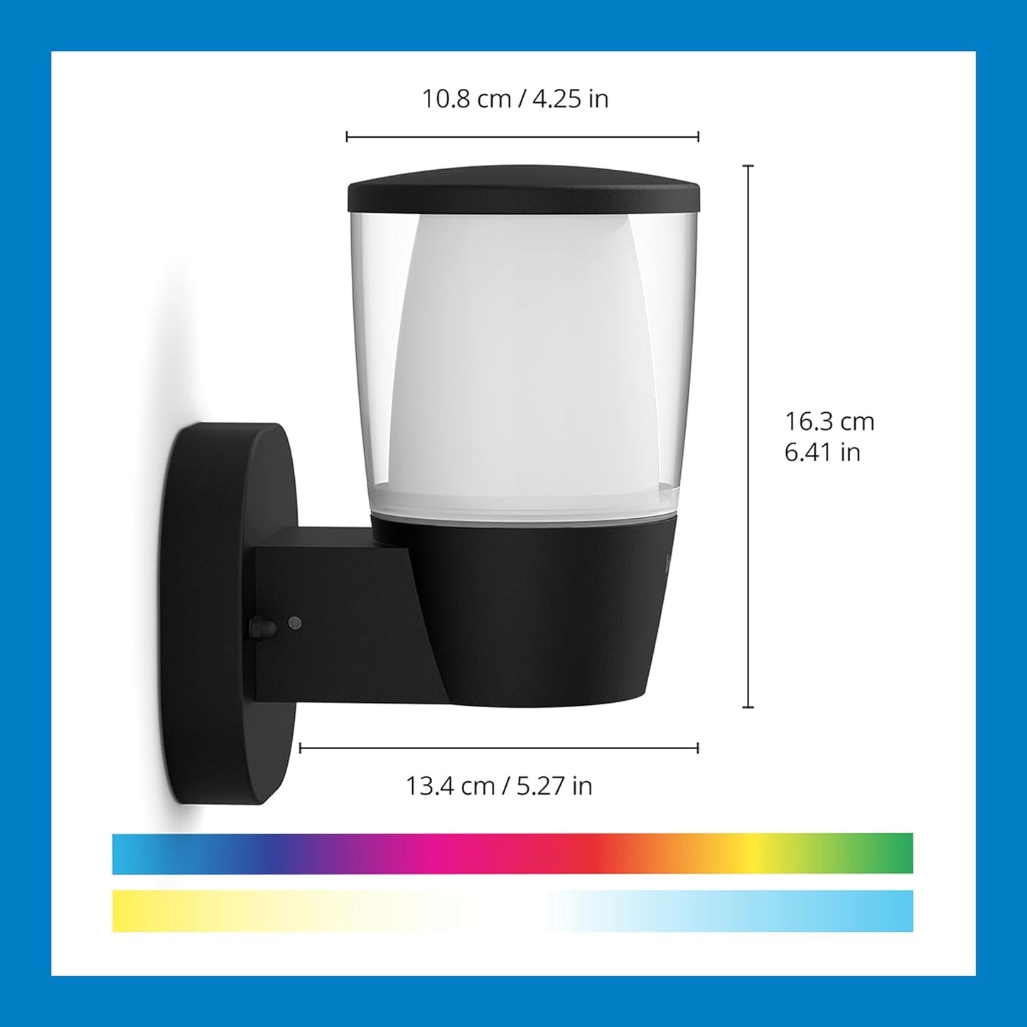 WiZ Connected Outdoor Light Fixture - Smart Wi-Fi Wall Light - Outdoor LED Porch Light - 16 Million Colors - Compatible with Alexa, Google Assistant