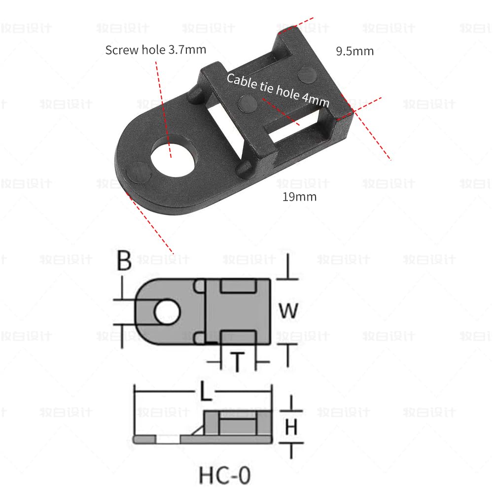 60 Set Cable Zip Tie Mounts Kit Black 6" Zip Ties, Black Cable Tie Base and Tapping Screw - Wire Cable Clips Organizer Holders Clamps