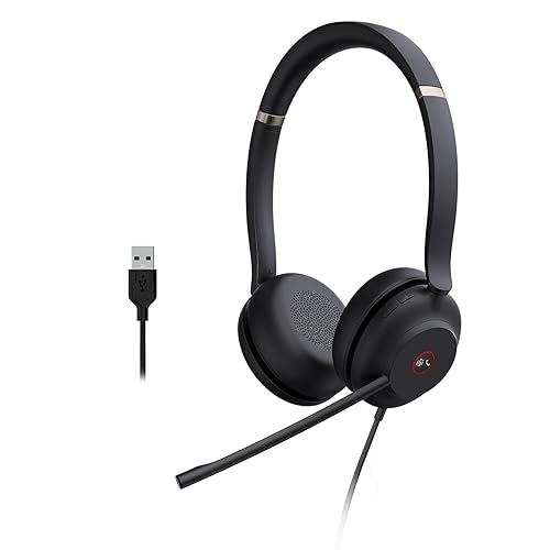 Yealink UH37 USB Headset with Microphone for PC Laptop - Headphones with Noise Cancelling Microphone for Computer,On-Ear Wired Office Call Center…