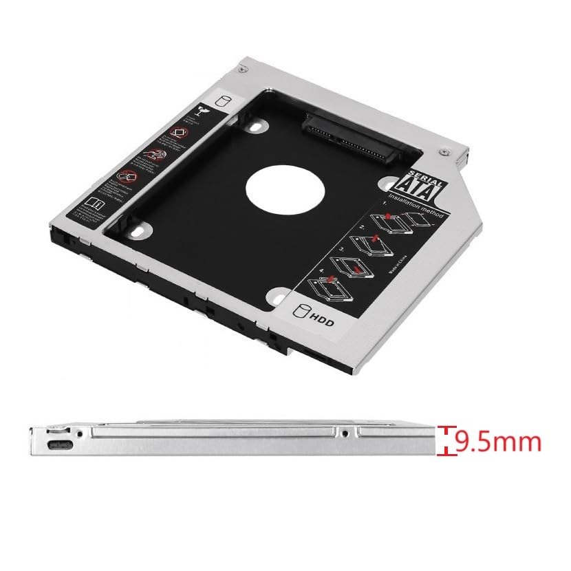 Universal 9.5mm SATA 2nd HDD SSD Hard Drive Enclosure Optical Bay Caddy Frame Tray for Toshiba Satellite S55t L55t L55-A5284 L50-A L50-B L50-C