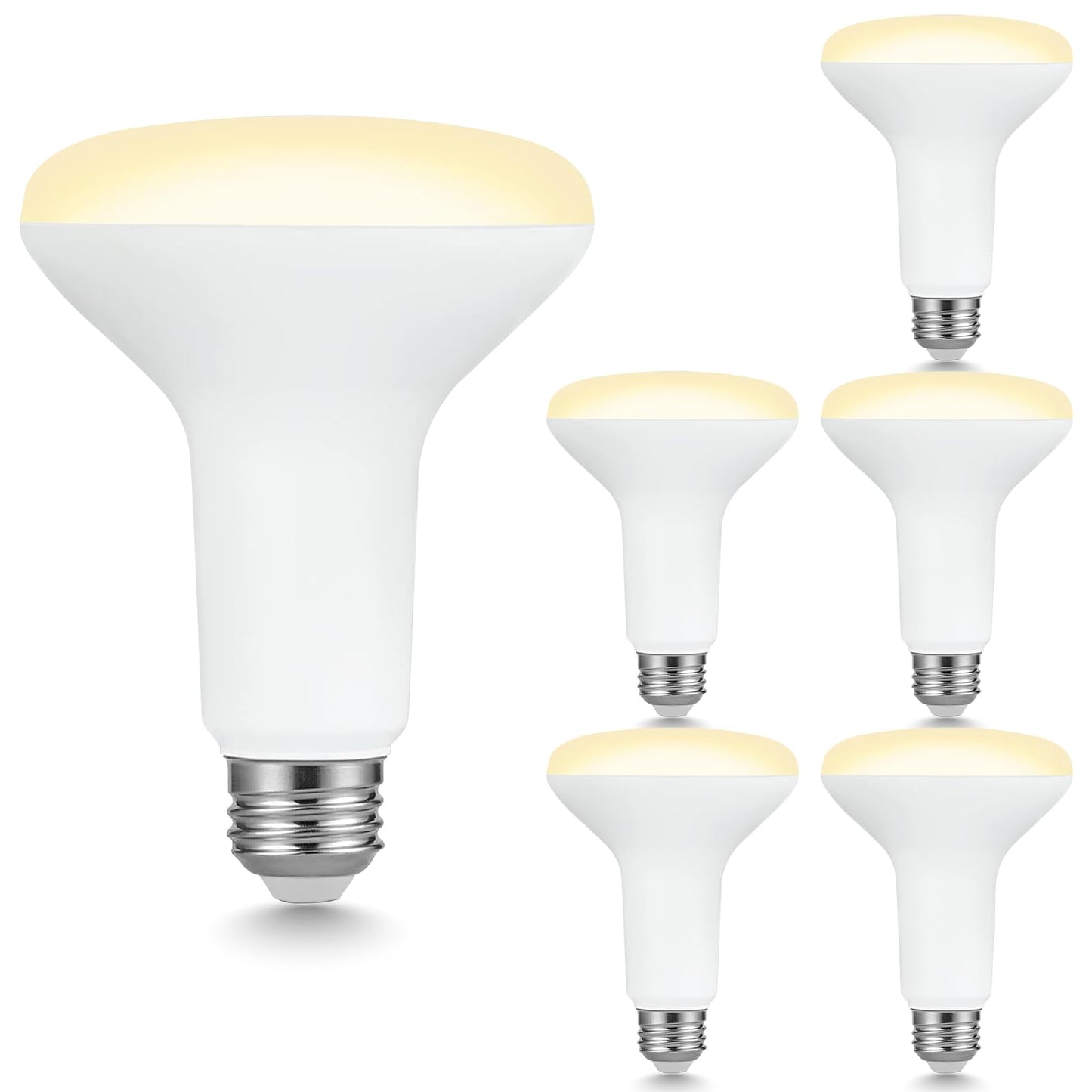 Sigalux 6 Pack BR30 LED Recessed Can Light Bulbs, 7.5W Equivalent 65W, 650 Lumens, 2700K Soft White, Dimmable, CRI 80, 110° Wide Beam, E26 Base, Ideal