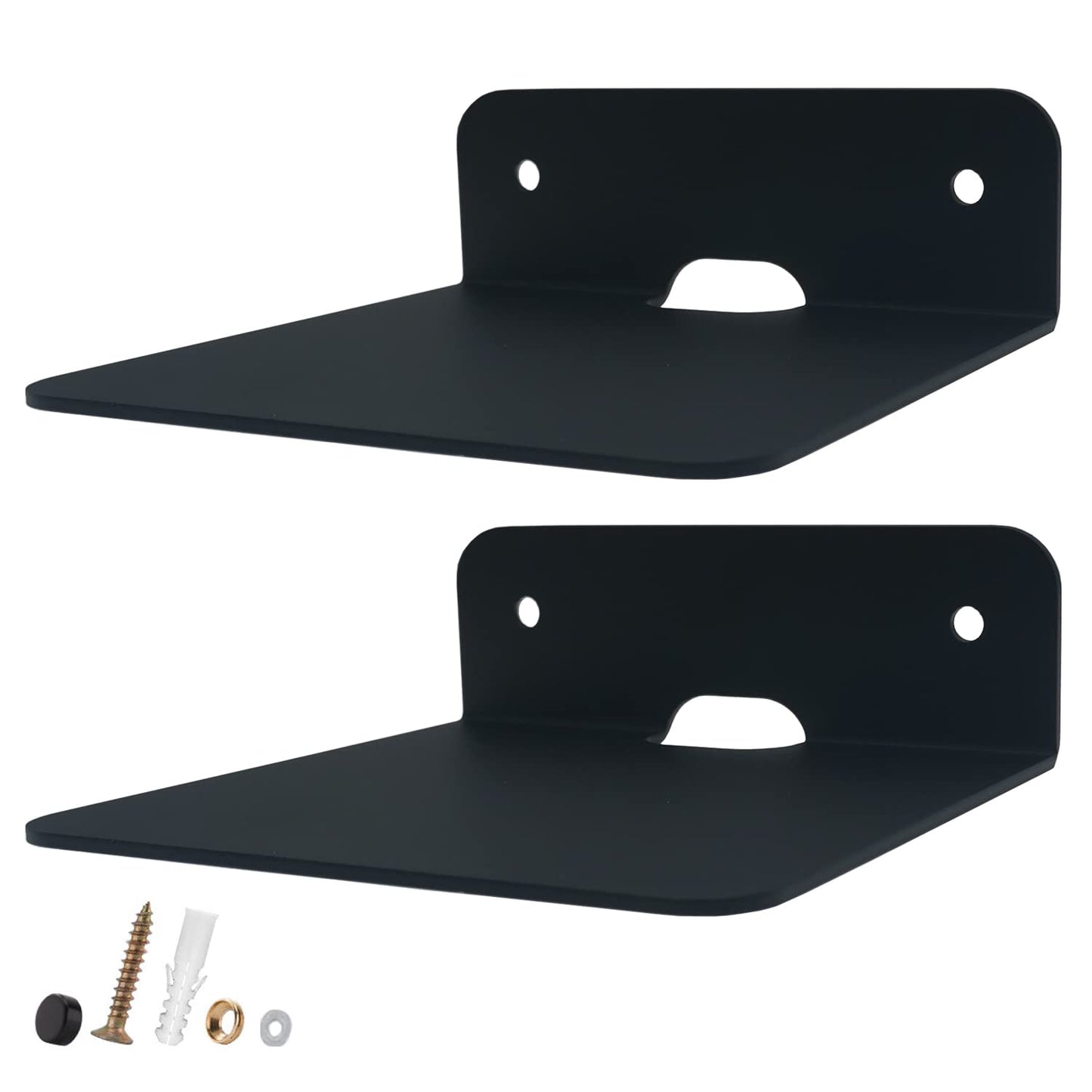 WISDING Small Floating Shelves, 4.25'' Wall Metal Speaker Mount Shelves for Bluetooth Speaker, Webcam, Cell Phones, Mesh Router, Toy Display Shelf