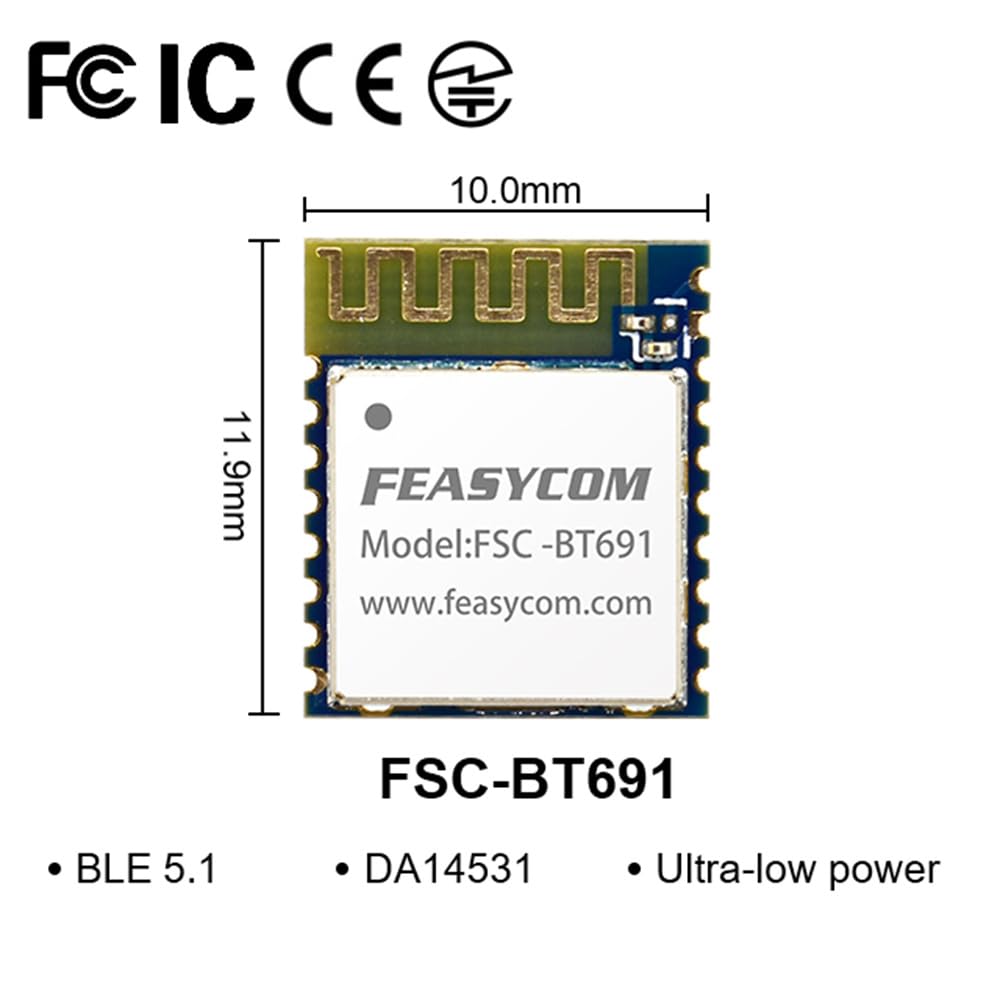 Feasycom FSC-BT691 Dialog DA14531 BLE Ultra Low Power Consumption Mini Low Energy Bluetooth 5.1 Module (Master)