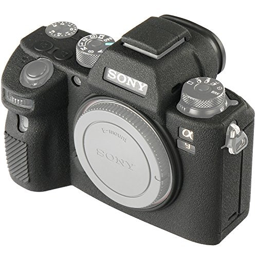 STSEETOP Silicone Camera Case for Sony A9 - Protective DSLR Skin Cover, Detachable Cage, Shockproof, Dustproof (Black)