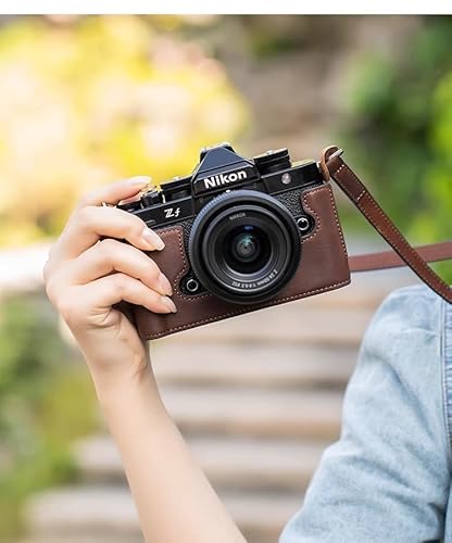 CAMINSTARRY Genuine Leather Camera Half Case Cover Bag With Hand Grip for Zf Camera Accessories Retro Brown Coffe Cover Handmade