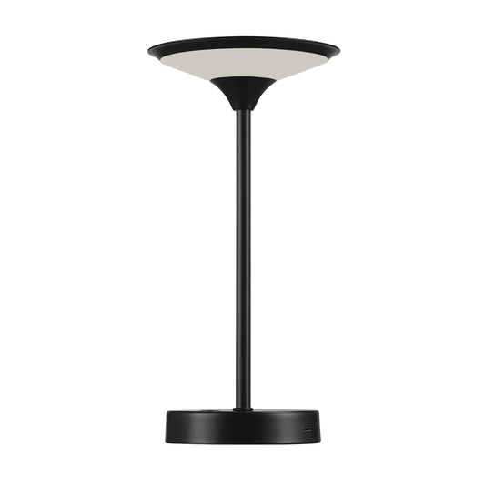 Globe Electric x Novogratz 60000031 12" 1.5W LED Integrated Outdoor Table Lamp, Matte Black, Frosted Diffuser, USB-C Charging Cable, On/Off Touch