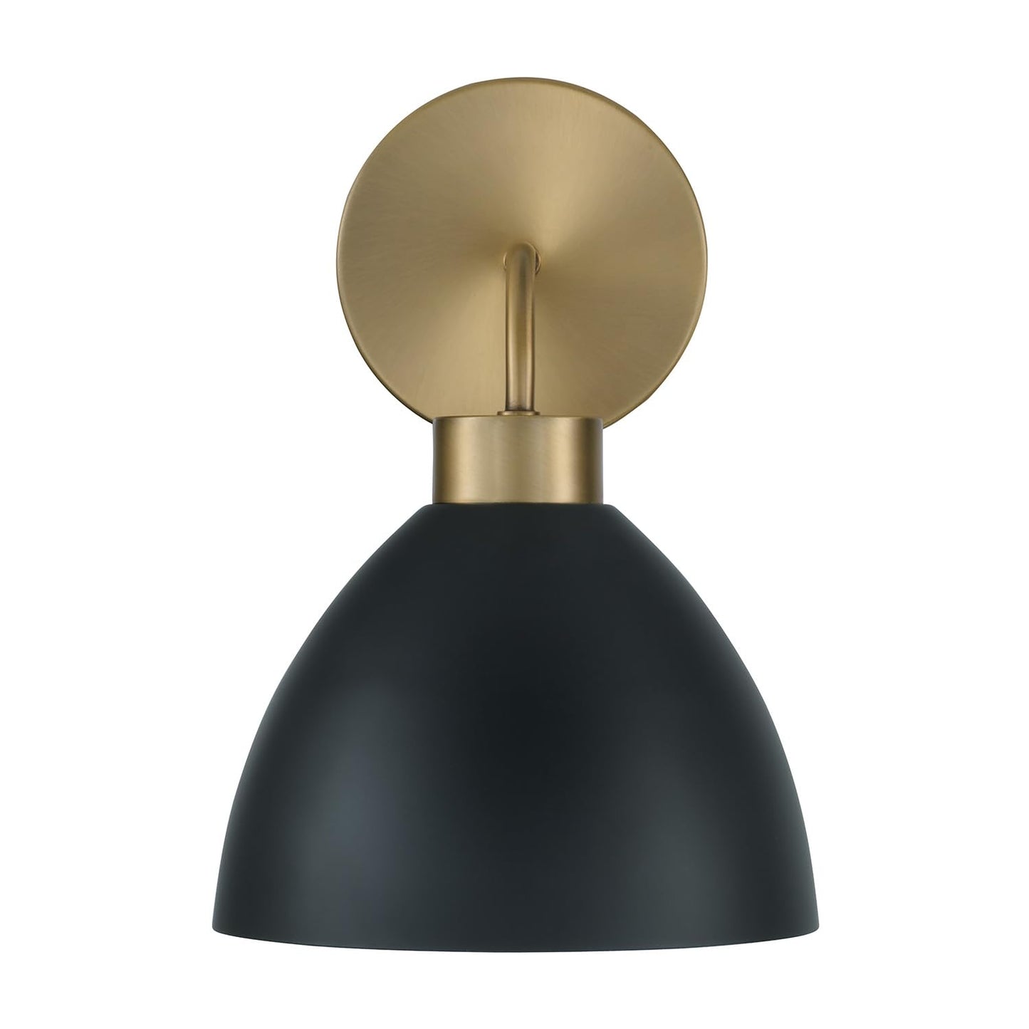 HomePlace Lighting 652011AB Ross Modern Luxe Art Deco Mid-Century Matte Black Metal Cone Wall Sconce, 1-Light 100 Watt, 11" H x 8" W, Aged Brass