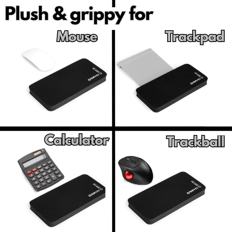 GRIFITI Fat Wrist Pad 8" x 4" x 0.75" inches Mouse Rest Ergonomic Hand Palm Pads Support for Keypads, Numberpads, Trackpads, Trackball Mousepads