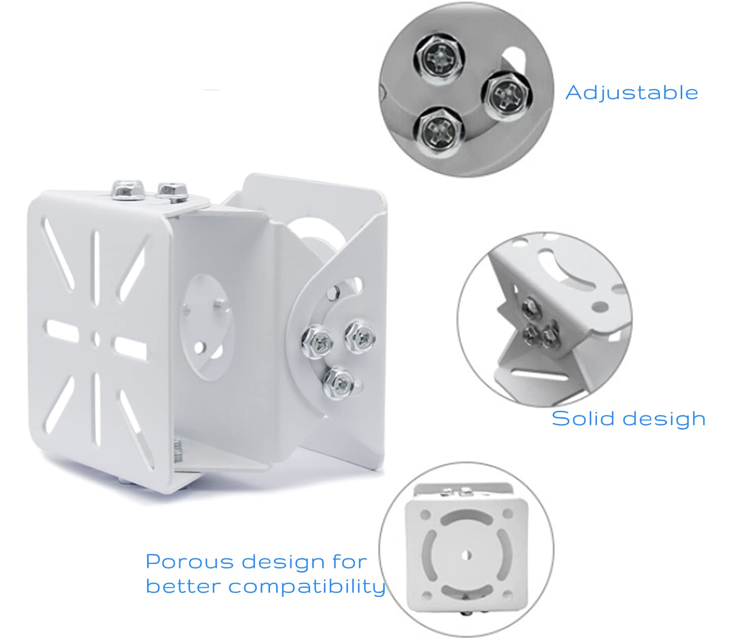 Heavy Duty 3-Axis Adjustable Security Camera Wall/Ceiling Mount Bracket - Universal Joint, 2-Layer Iron Construction, Indoor/Outdoor Use