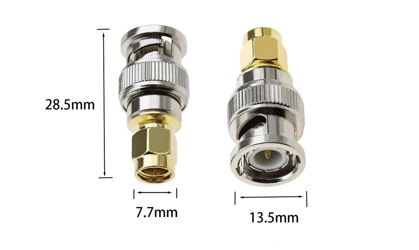 DHT Electronics 2pcs RF coaxial Coax Adapter SMA Male to BNC Male