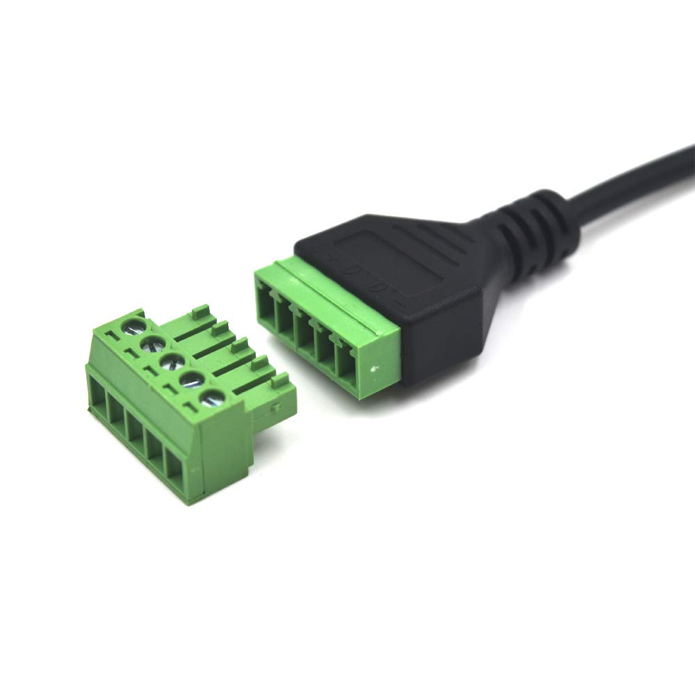 Kework 12 Inch Micro USB 5 Pin Female Terminal Block Cable, Micro USB Extension Plug Bolt Screw Solderless Terminal Adapter Connector Charging