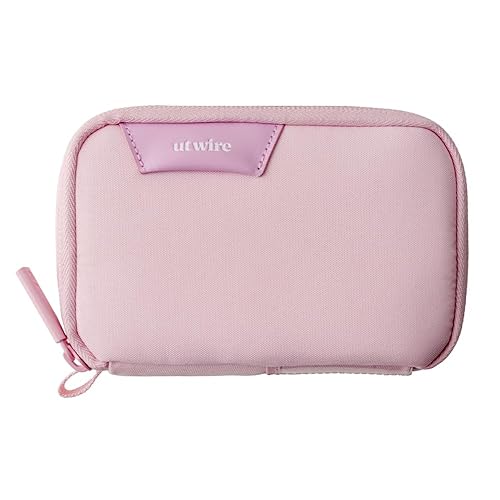 Folio Mini Tech Gear Pouch with Label Identification for Travel, Gym, Work Organizer for Cables Chargers, Electronic Accessories (Pale Pink)