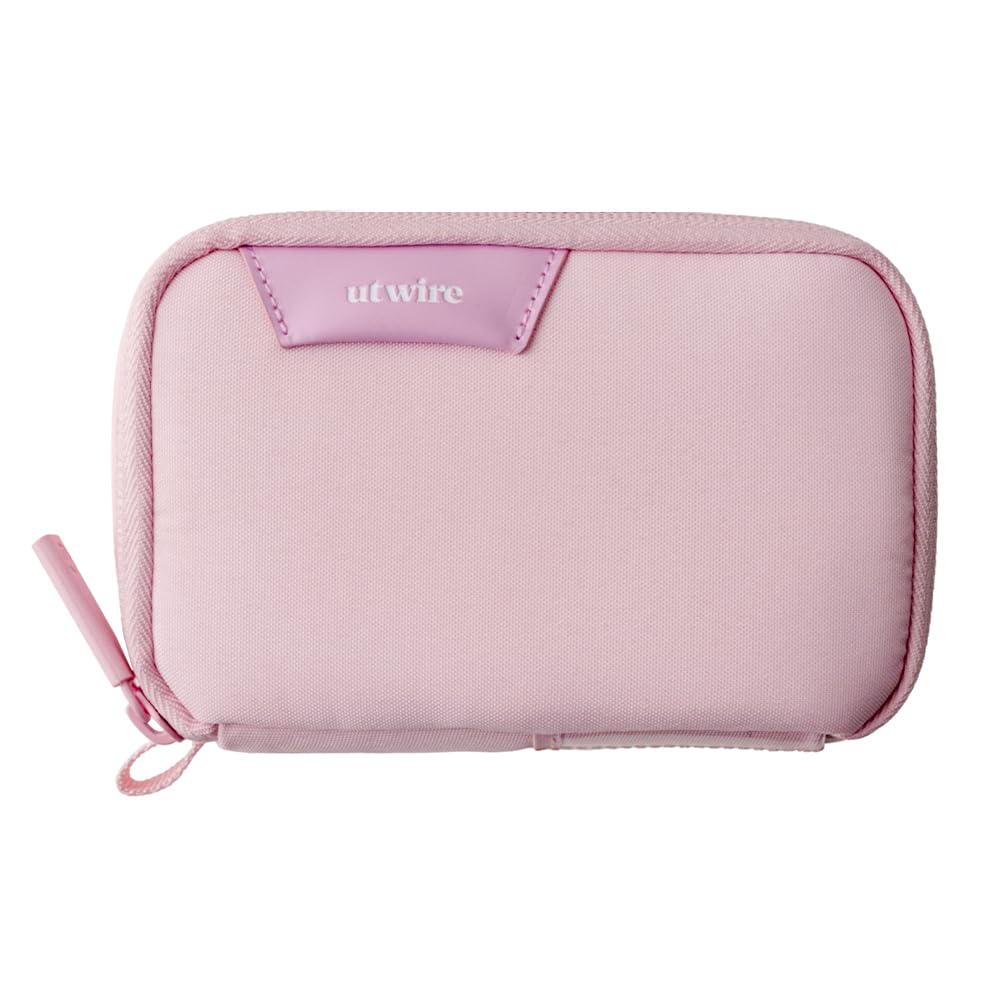 Folio Mini Tech Gear Pouch with Label Identification for Travel, Gym, Work Organizer for Cables Chargers, Electronic Accessories (Pale Pink)