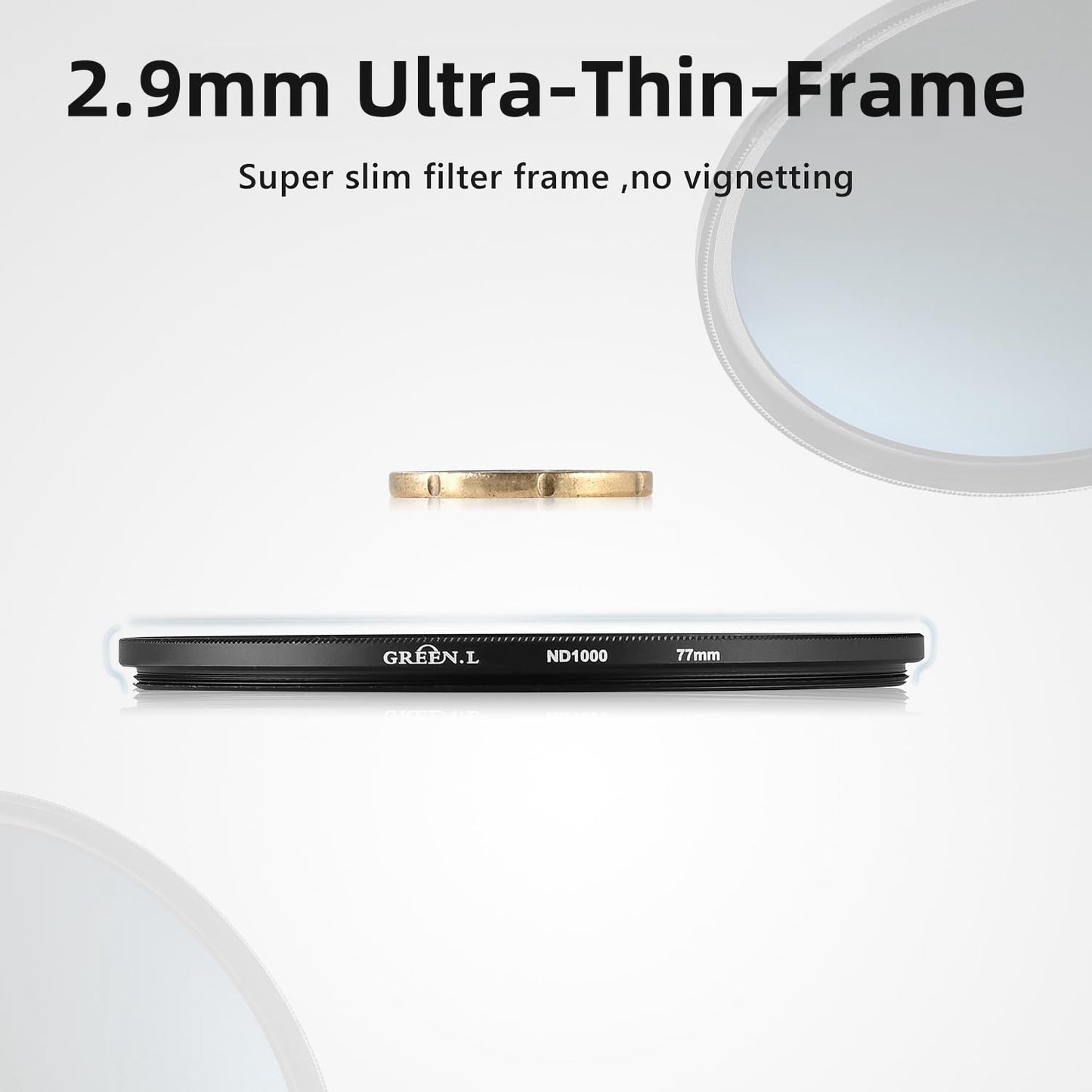 GREEN.L 46mm ND1000 Filter, Slim 10-Stop Fixed Neutral Density 46mm ND Filter for Long Exposure Photography