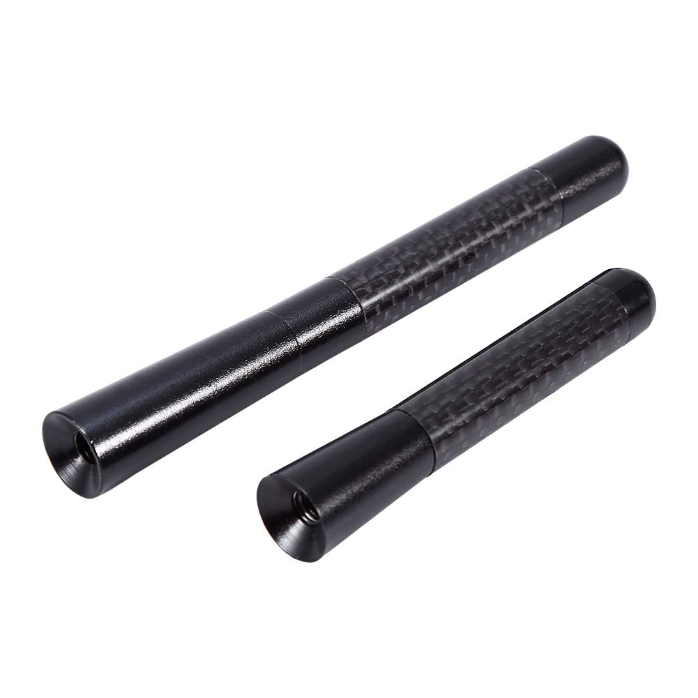 Keenso 80mm/120mm Black Carbon Fiber Screw Aluminum Car Short Radio Antenna Set Universal Aluminum Receiving Antenna Auto Accessories Antennas
