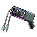 TRON 4 in-1, USB C Car Charger 65W,Retractable Cables (2.6Ft) and 2 USB Ports Car Charger Adapter,USB-C & USB-L Cable,Quick Charge for Android