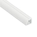 D-Line 39" White Quarter Round Cable Raceway, Corner Cord Cover, Self-Adhesive Floor Molding with Wire Channel - 0.87" (W) x 0.87" (H) x 39in Length