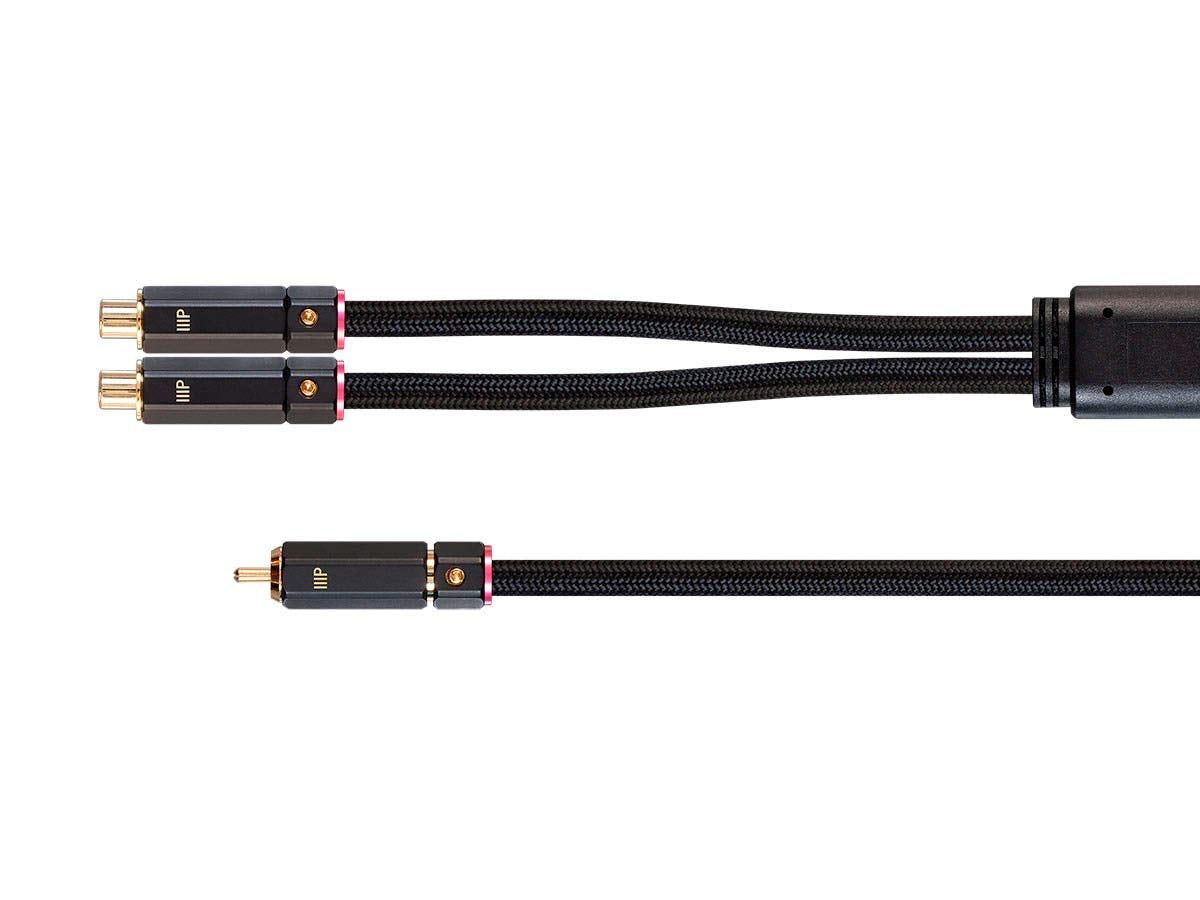 Monoprice 1-Male to 2-Female RCA Y-Adapter - 1 Feet - Black | Gold Plated Connectors, Double Shielded With Copper Braiding - Onix Series, 12 Inch