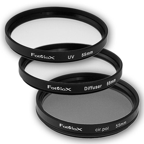 Fotodiox Filter Kit, UV, Circular Polarizer, Soft Diffuser, 55mm for Canon, Nikon, Sony, Olympus, Pentax, Panasonic Camera Lenses.