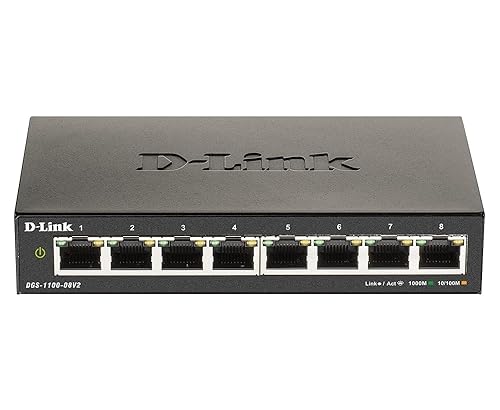 D-Link Ethernet Switch, 8 Port Smart Managed Gigabit Desktop EEE Network Internet (DGS-1100-08V2)