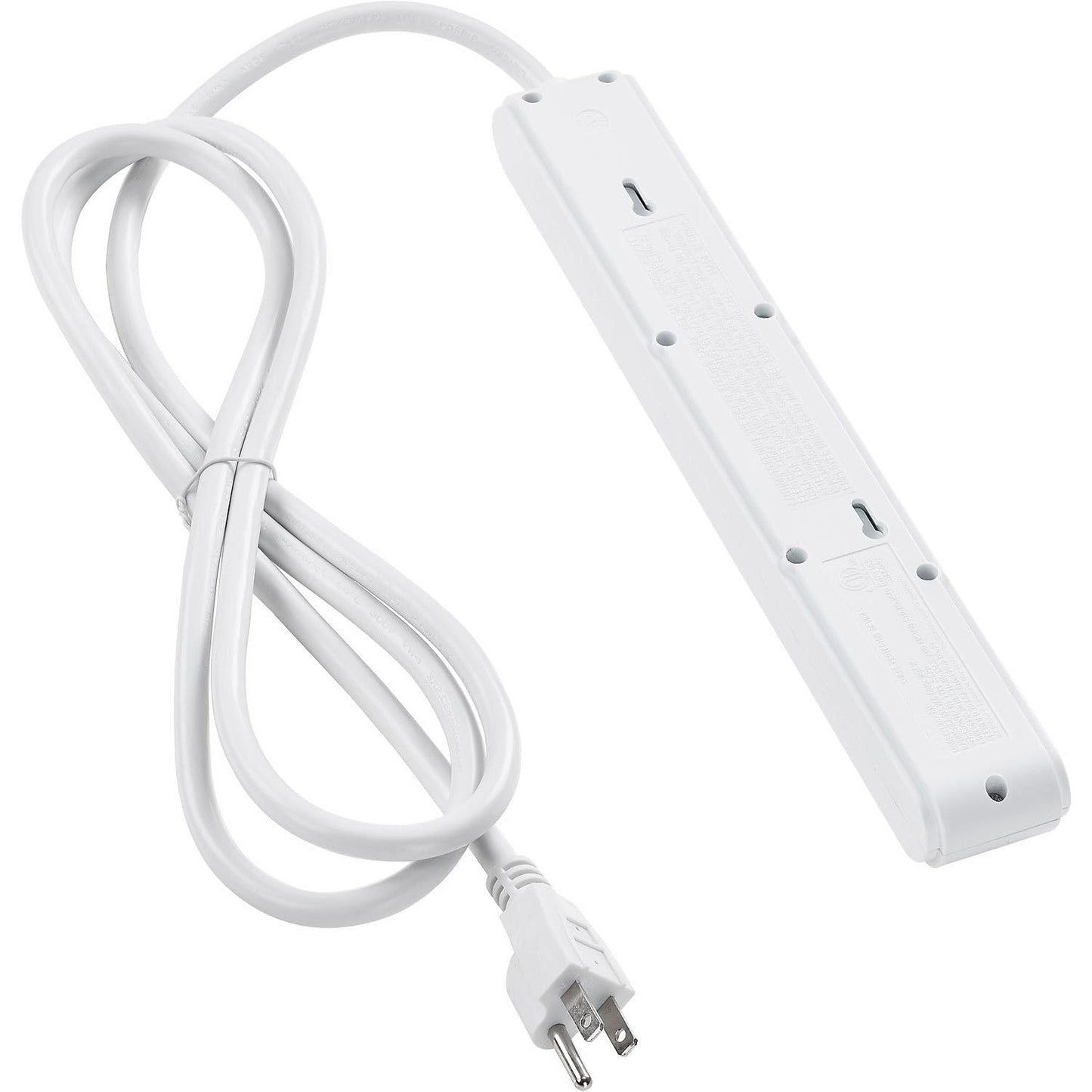 Global Industrial 12" 5+1 Outlet Strip & Surge Protector w/USB Ports, 900 Joules, 6-ft Cord, White