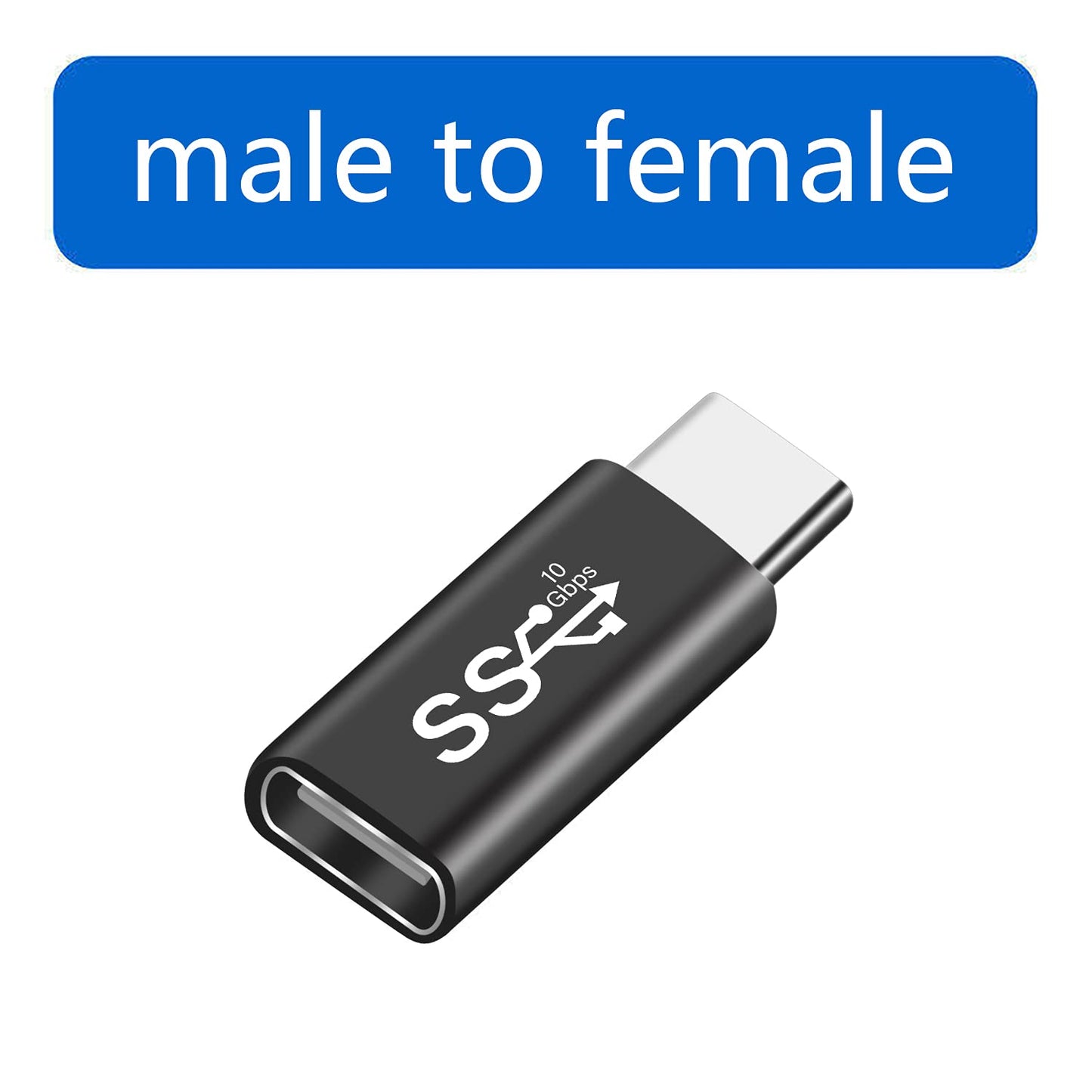 3in1 Pack USB 3.1 C Extension Coupler Adapter: USB C Male to Female, Compatible with MacBook, Nintendo Switch, Thunderbolt3 and More, Black