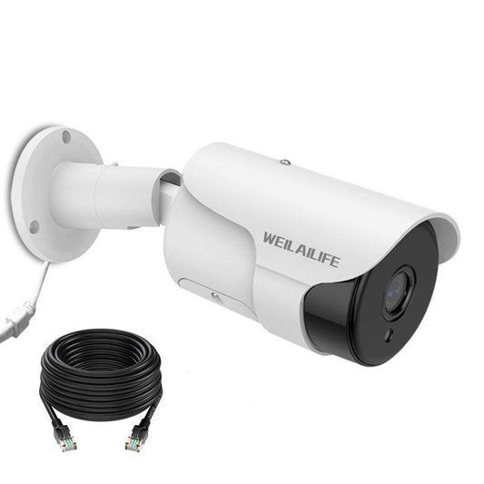 WEILAILIFE ?90ft Super Night Vision & 130°Ultra Wide-Angle? 2-Way Audio 5.0MP Outdoor Wired Extended Security Camera, Bullet Exterior Surveillance