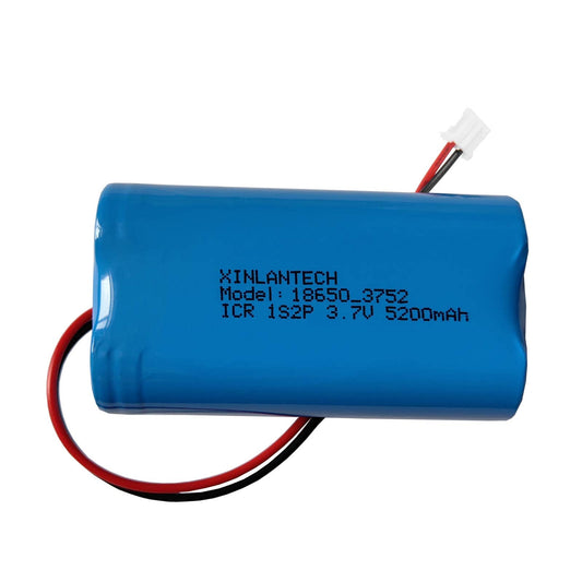 XINLANTECH 3.7v 5200mAh 18650 1s2p Rechargeable Lithium Ion Battery with Jst PH2.0/2P Connector Plug Wires for Bluetooth Speaker, Solar Light…