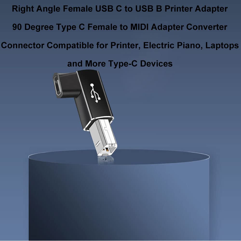 RAINSUNG Female USB C to USB B Printer Cable Adapter 2Pack, USB C to MIDI Cable Adapter for Printer Eectric Pianos Synthesizers USB Microphones Right…