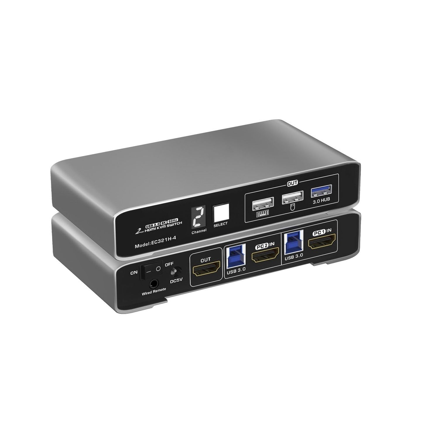 HDMI KVM Switch for 2 Computers 1 HDMI Monitor USB 3.0 8K@60Hz 4K144Hz with Remote
