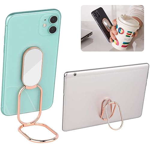 Cell Phone Ring Holder Finger Kickstand, CLZWiiN Foldable 360° Rotation Cellphone Stand for Desk, Office Desktop, Magnetic Car Mount, Metal