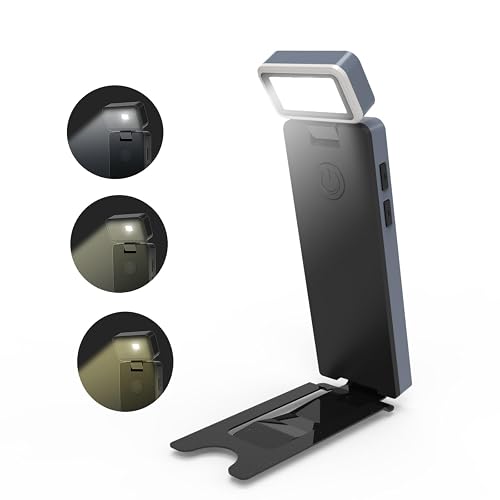 Fjyikj Rechargeable Book Light for Reading in Bed, Portable Clip-on LED Bookmark Night Lamp,3 Colors & 5 Brightness Dimmable, Compact & Long Lasting