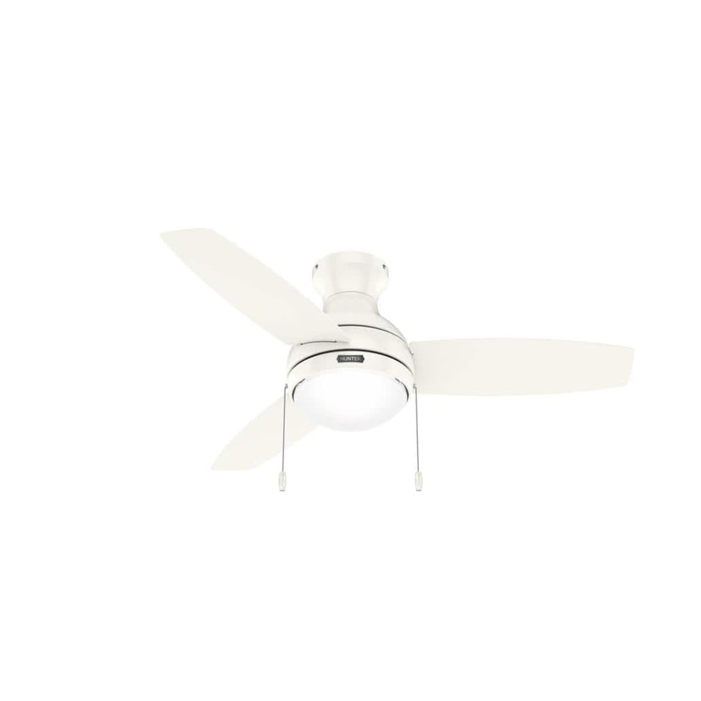 Hunter Fan 44 inch Fresh White Indoor Ceiling Fan with Light and Pull Chain for Bedroom, Living Room, Office, Basement, Kitchen (Renewed), CC5C27C65