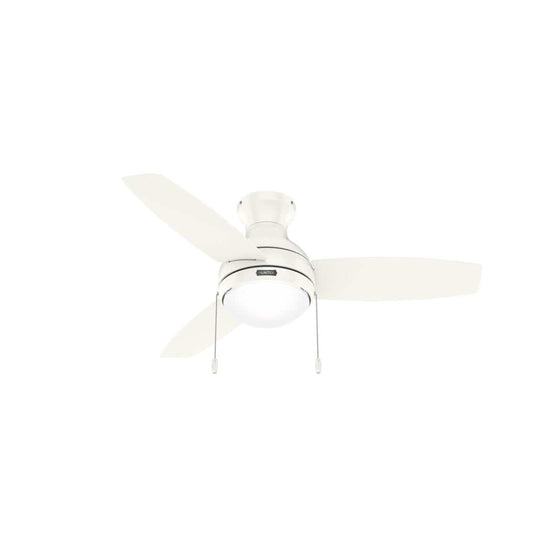 Hunter Fan 44 inch Fresh White Indoor Ceiling Fan with Light and Pull Chain for Bedroom, Living Room, Office, Basement, Kitchen (Renewed), CC5C27C65