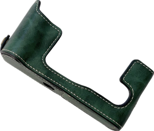 X-T30 Case, BolinUS Handmade PU Leather Half Camera Case Bag Cover Bottom Opening Version for Fuji Fujilfim X-T30 XT30 With Hand Strap (Green)