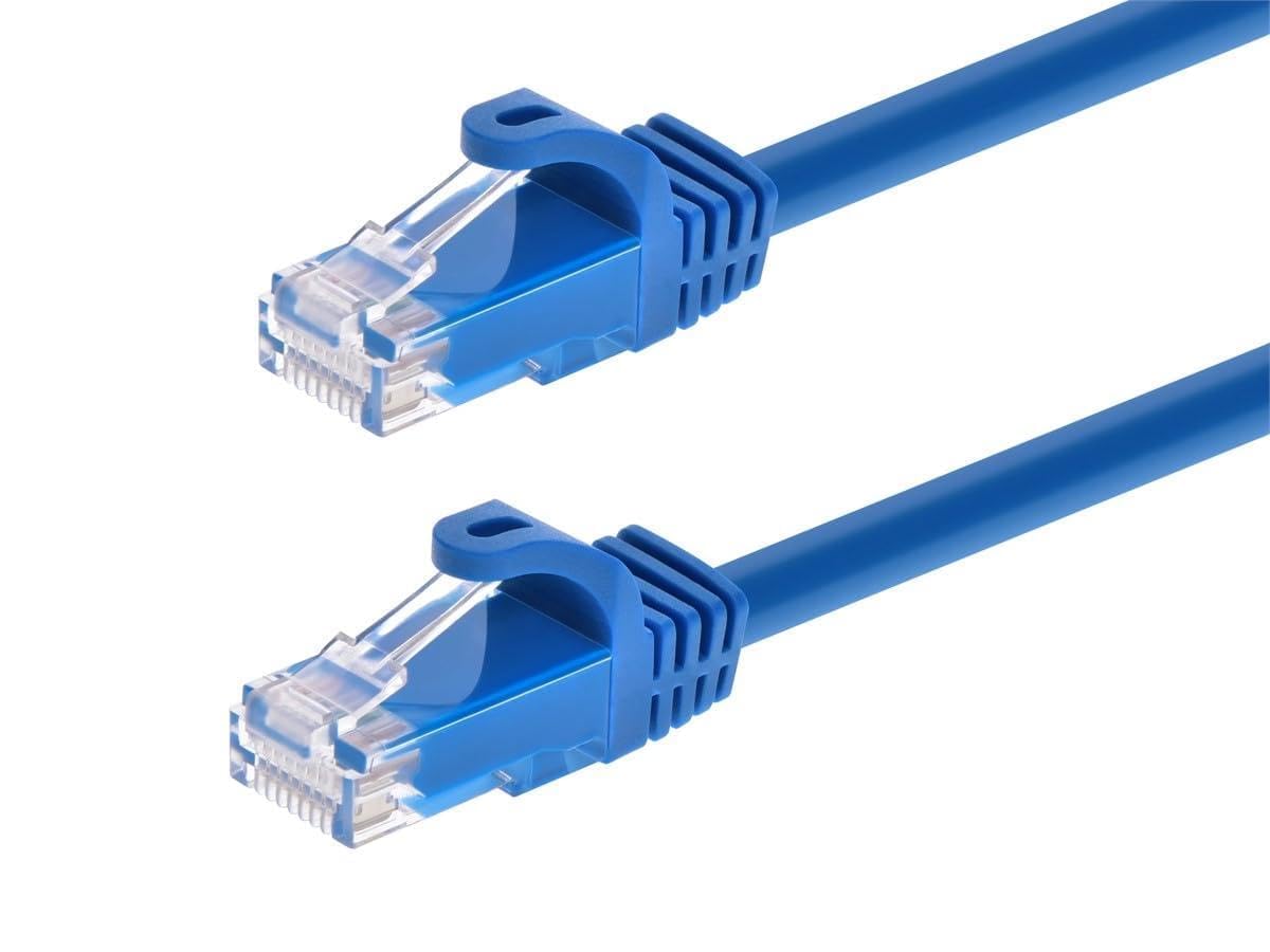 Monoprice Cat6 Ethernet Patch Cable - Snagless RJ45, 24AWG Stranded Pure Bare Copper Wire, 550Mhz, UTP, 12-Pack, 5 Feet, Blue - Flexboot Series