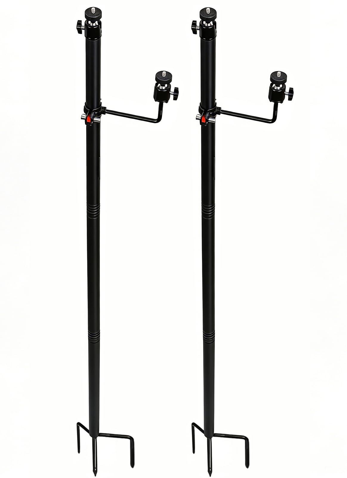 Xtellar 56'' Heavy Duty Trail Camera Mount with Solar Panel Arm - 2-in-1 Adjustable Steel Ground Stake, 360° Swivel Mounts, 3-Spike Base