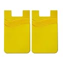 Nuke Armor Silicone Phone Card Holder Double Slot Pocket, Stick on Wallet, Adhesive Credit Card Pouch - Pack of 2, Yellow