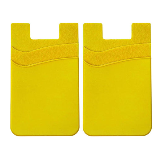 Nuke Armor Silicone Phone Card Holder Double Slot Pocket, Stick on Wallet, Adhesive Credit Card Pouch - Pack of 2, Yellow
