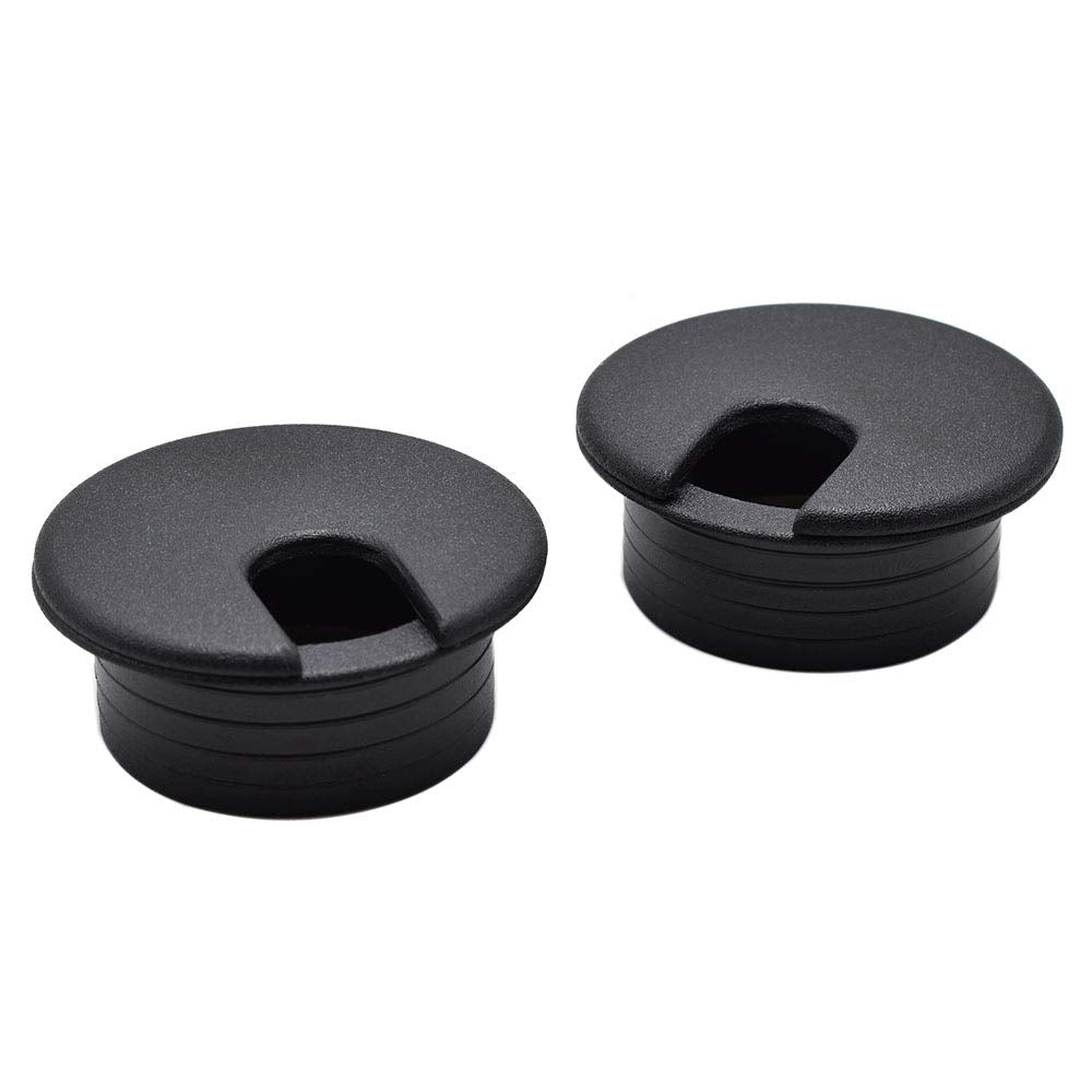 1-1/2 Inch (38mm) Black Wire Grommets and Cable Ties Kit ABS Plastic Desk Hole Cover Cord Organizer for Computer Desk Cabinet (2pcs Desk Grommets +