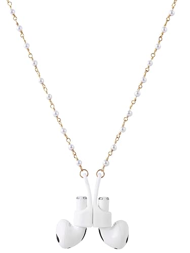 Niltpel Strap Magnetic Strong lanyard Anti-Lost Plastic Pearl Beads String - Accessories Compatible for Airpods PRO/3/2/1?72cm (White pearl 8-figure