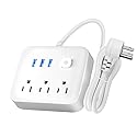 Power Strip Surge Protector with USB,4 Feet Long Cord with 3 AC Outlets and 3 USB Charging Ports, Overload Protection Outlet Extender, Compact