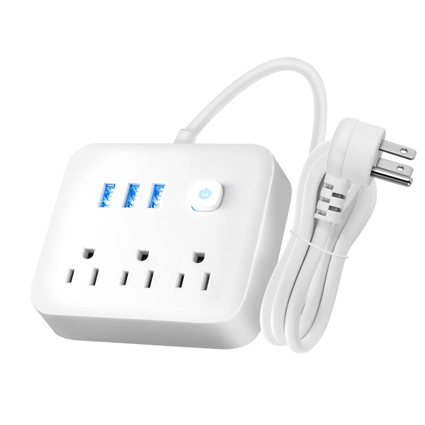 Power Strip Surge Protector with USB,4 Feet Long Cord with 3 AC Outlets and 3 USB Charging Ports, Overload Protection Outlet Extender, Compact