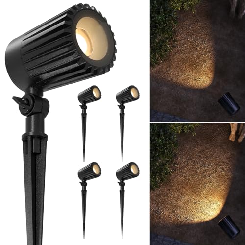 Sunco Low Voltage Landscape Spotlights 12V, 4-Pack - 10.5W LED Outdoor Uplights for Gardens/Trees/Flags/Walkways, Selectable CCT 2700K/4000K/5000K