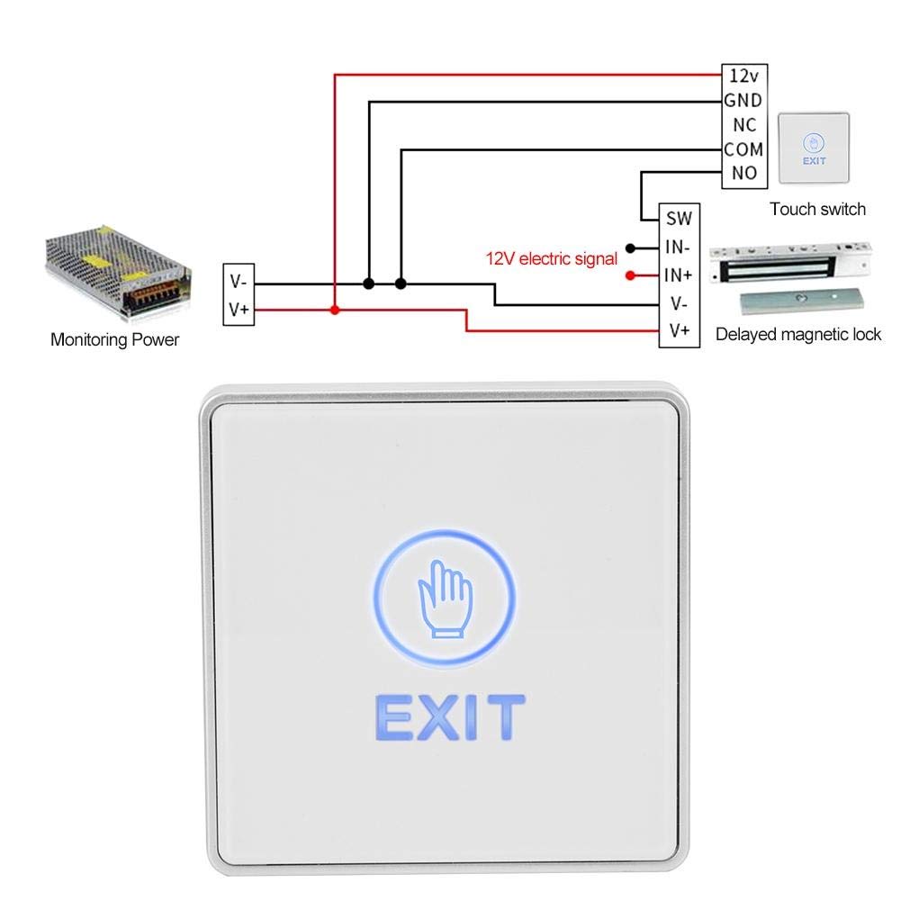Door Access Switch Control System Touch Door Exit Button with Light Touch Sensor Home Security Unlock Exit Button Widely Used in Doors, exits, Gates