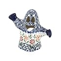Blue Rose Polish Pottery - Orange Garden Bouquet Ghost Luminary - 5" Tall - Ceramic Candle Holder, Ghost Design Makes Spooky Décor