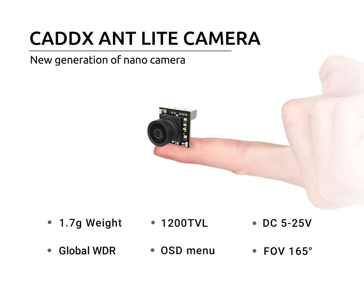 FPV Camera Caddx Ant Lite 1200TVL 1/3" CMOS Sensor Global WDR 1.8mm Lens 16:9 Micro NTSC PAL Switchable Ultra-Light Nano Camera for RC FPV Car Plane