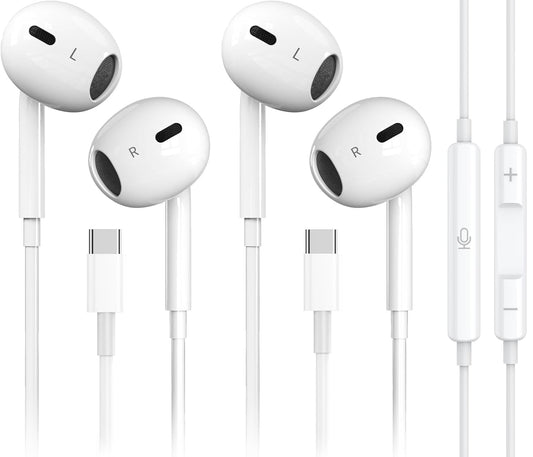 2 Pack-USB C Headphones for iPhone 17/16/15 Pro Max Plus Type C Earbuds with Microphone & Remote Noise Cancelling Earphones for iPhone 17/16/15 Pro…