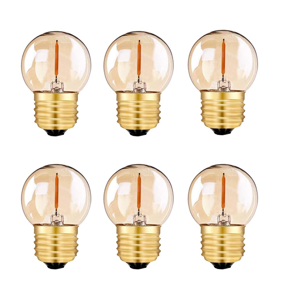 Tsunetani G40 G12.5 Led Filament Mini Globe Light Bulbs 0.5W Equivalent to 5 Watt Incandescent Low Watts Led Bulb E26 Base 2200K Edison Bulb