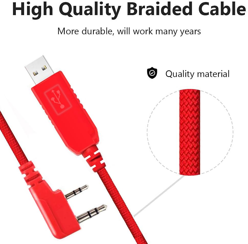 Feanteek Baofeng Programming Cable for Two Way ham Portable radios: UV-5R, 5RA, 5R Plus, 5RE, UV-82, bf F8HP, UV3R Plus, BF-888S, USB Programming